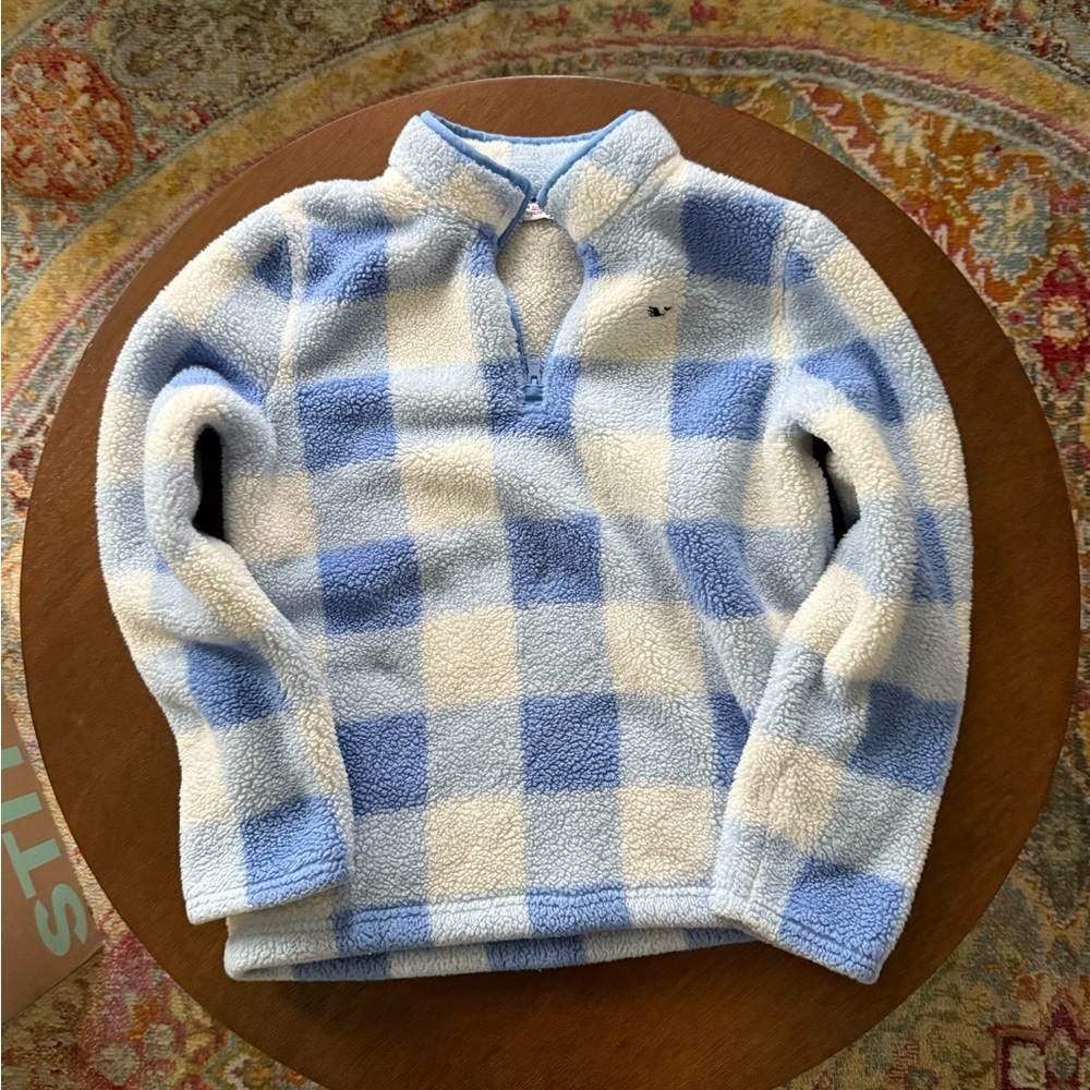 Girls Vineyard Vines Blue/white Fleece Pullover (Size 14 fits 10/12)! 🐳